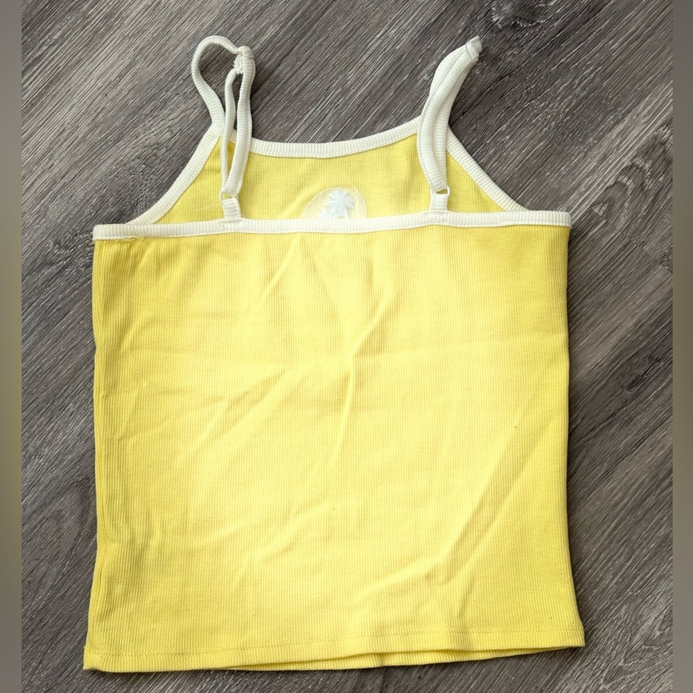 🌴 Yellow Ribbed Tank Top with Palm Tree Embroidery 🌞 - Picture 3 of 3